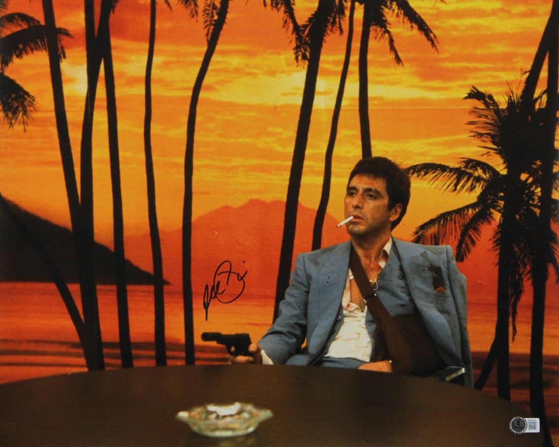 Al Pacino Scarface Signed 16x20 Photo BAS Authentication: Al Pacino Scarface Signed 16x20 Photo BAS Authentication Capture a piece of cinematic history with this authentic 16x20 horizontal photograph of Al Pacino as Scarface, personally signed by the iconic 