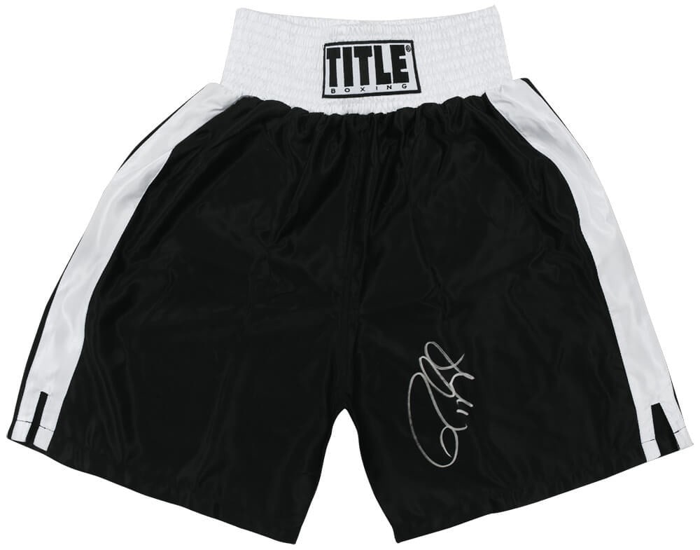 Roy Jones Jr. Signed Title Boxing Trunks with COA Black White Trim (1 of 1)
