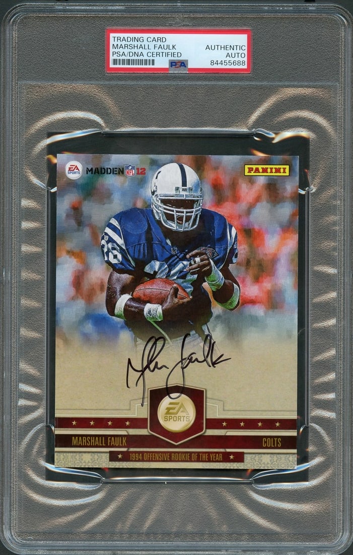 Marshall Faulk Autographed Madden 12 Jumbo Card PSA DNA Encapsulated (1 of 2)