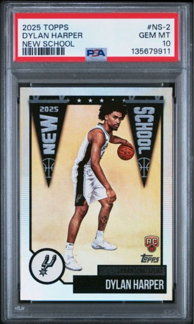 PSA 10 Gem Mint 2025 Topps Dylan Harper #NS2 Rookie Card San Antonio Spurs: PSA 10 Gem Mint 2025 Topps Dylan Harper #NS2 Rookie Card San Antonio Spurs This is an original 2025 Topps Dylan Harper #NS2 New School Rookie RC Card, professionally graded and encapsulated by Profess