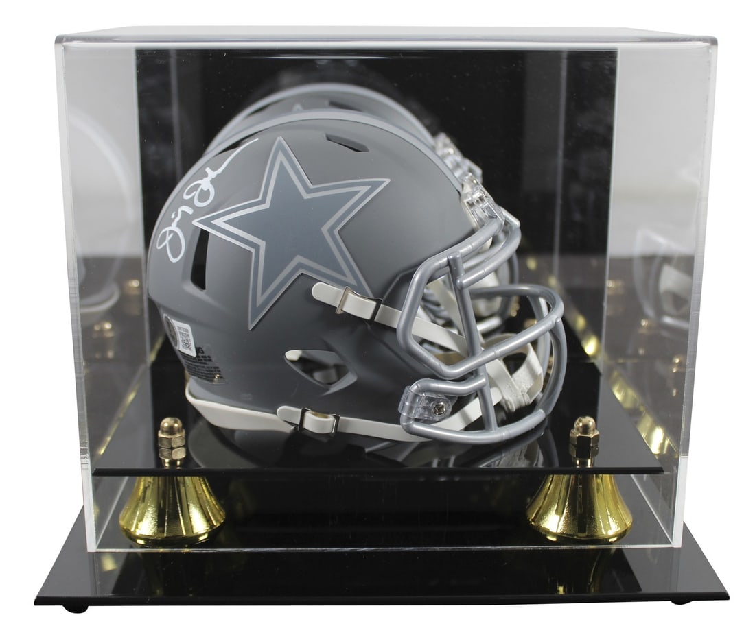 Jimmy Johnson Signed Dallas Cowboys Mini Helmet with Beckett Authentication: Jimmy Johnson Signed Dallas Cowboys Mini Helmet with Beckett Authentication Own a piece of Dallas Cowboys history with this authentic signed slate speed mini helmet by coach Jimmy Johnson. This collec