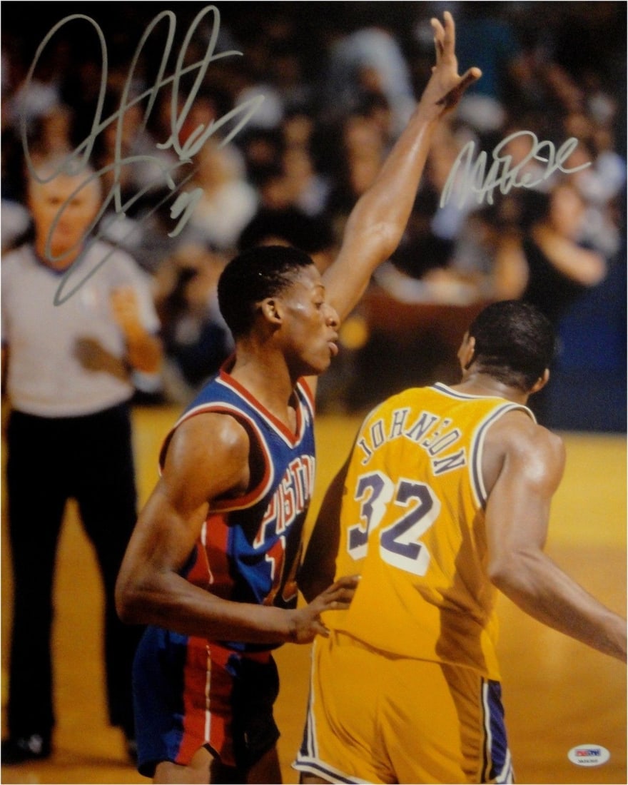 Magic Johnson Dennis Rodman Dual Signed 16x20 Photo Lakers PSA/DNA: Magic Johnson Dennis Rodman Dual Signed 16x20 Photo Lakers PSA/DNA Celebrate the legacy of basketball with this stunning dual hand-signed 16x20 photo featuring Magic Johnson and Dennis Rodman. Both le