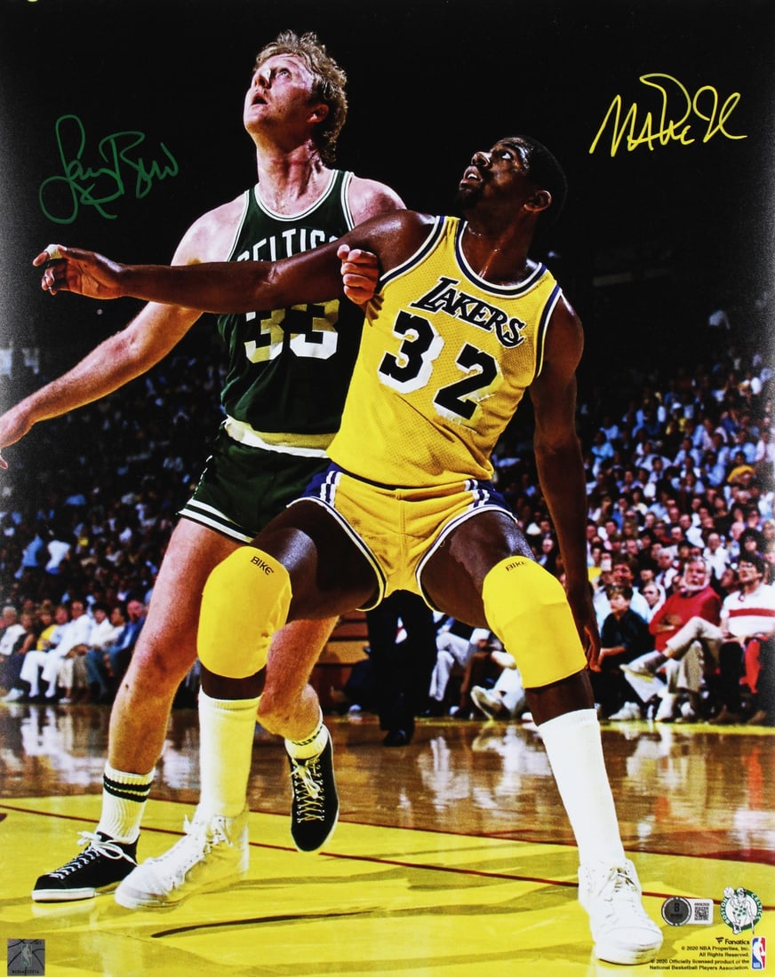 16x20 Photo Signed by Magic Johnson and Larry Bird Beckett Witnessed (1 of 3)