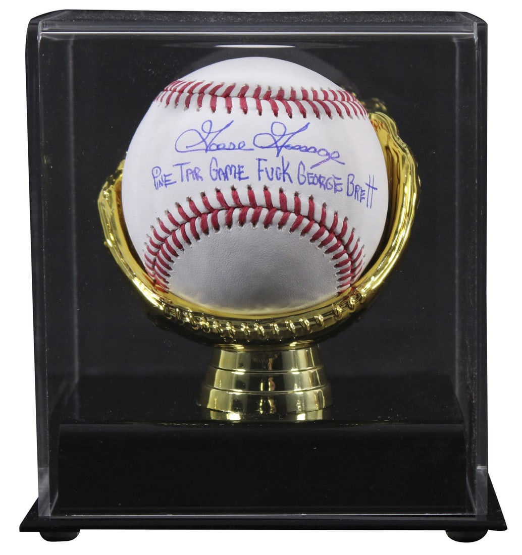Goose Gossage Signed OML Baseball Pine Tar Game BAS Witnessed: Goose Gossage Signed OML Baseball Pine Tar Game BAS Witnessed This authentic OML baseball is personally signed by Goose Gossage, the legendary pitcher of the New York Yankees. It features the inscript