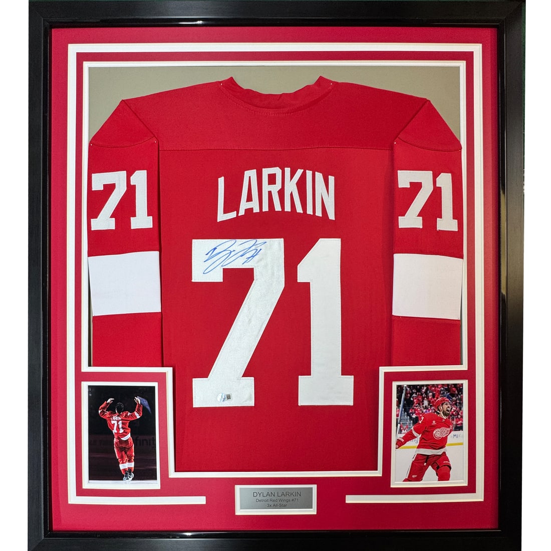 Dylan Larkin Signed Detroit Red Jersey Display 35x39 With Beckett COA Framed (1 of 2)