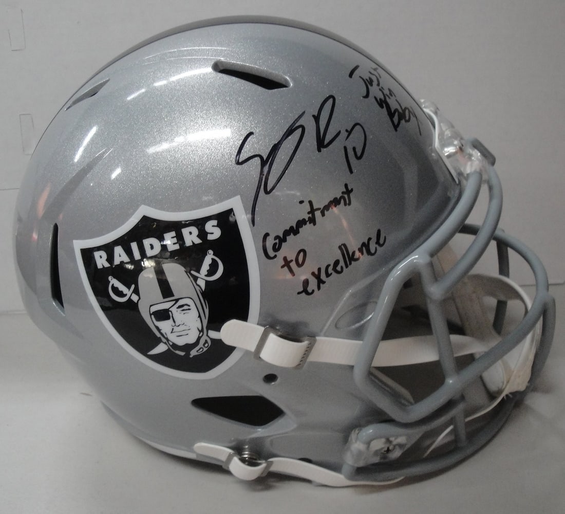 Seth Roberts Autographed Full Size Raiders Helmet JSA Certified: Seth Roberts Autographed Full Size Raiders Helmet JSA Certified This is an authentic full-size helmet autographed by Seth Roberts, a player from the Oakland Raiders. The autograph is verified by James