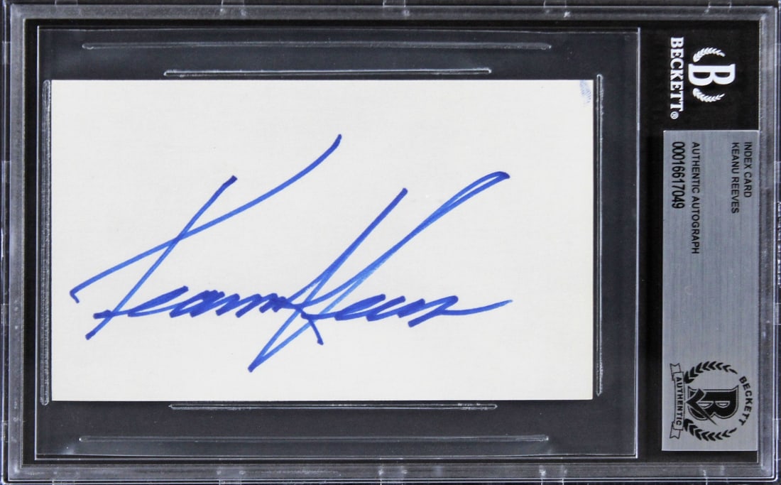 Keanu Reeves Signed 3x5 Index Card Beckett Authenticated John Wick Slab: Keanu Reeves Signed 3x5 Index Card Beckett Authenticated John Wick Slab This 3x5 index card is personally signed by Keanu Reeves, known for his role in John Wick. The autograph is authenticated and sl