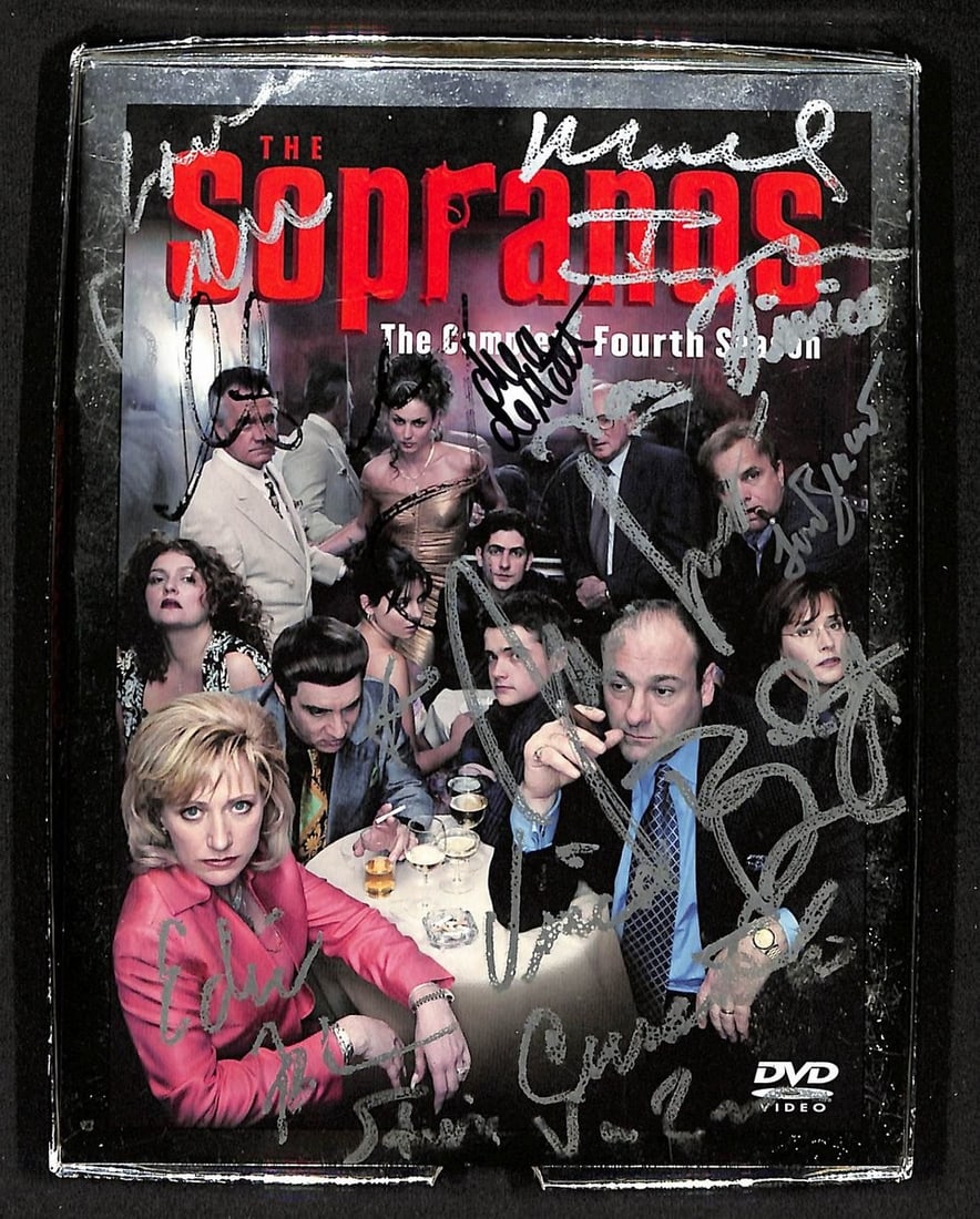 Sopranos Season 4 DVD Box Set Signed by Eight Cast With PSA DNA LOA: Sopranos Season 4 DVD Box Set Signed by Eight Cast With PSA DNA LOA This original Season 4 DVD box set of The Sopranos is a remarkable collectible, autographed by eight key cast members, including the