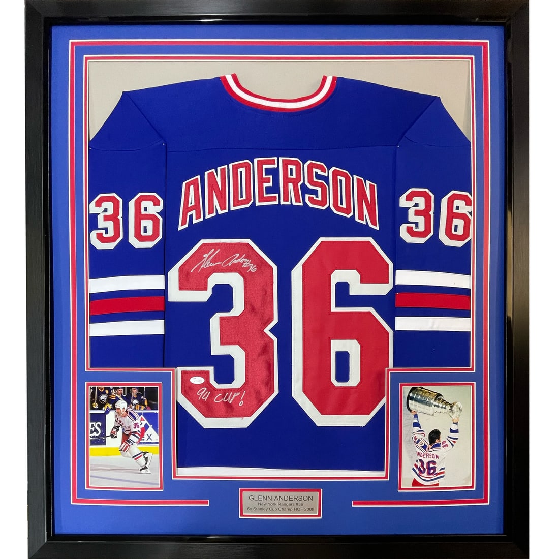 Framed Glenn Anderson Signed Jersey New York Rangers JSA COA 35x39 (1 of 2)