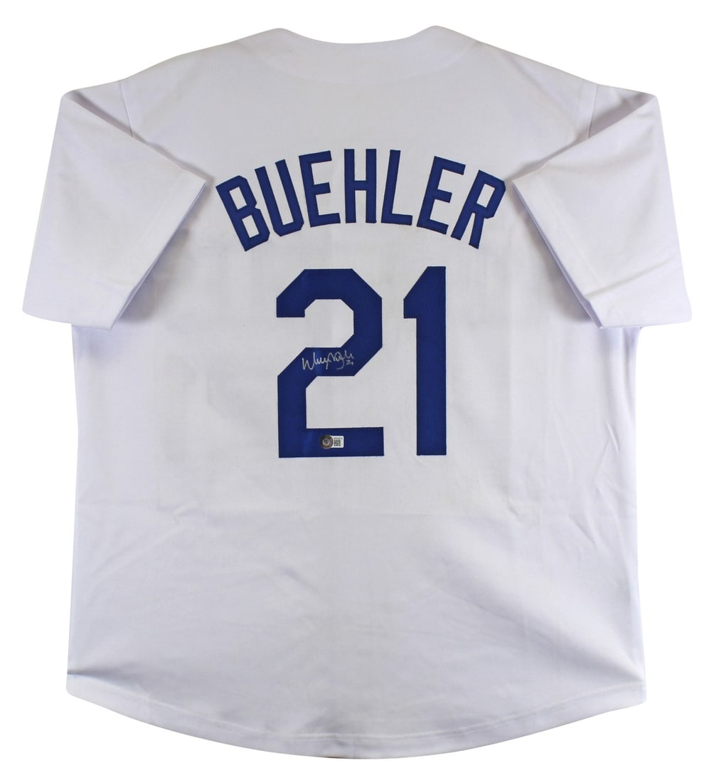 Walker Buehler Autographed White Pro Style Jersey BAS Witnessed Los Angeles Dodgers: Walker Buehler Autographed White Pro Style Jersey BAS Witnessed Los Angeles Dodgers This authentic autographed white pro style jersey has been personally signed by Walker Buehler of the Los Angeles Do