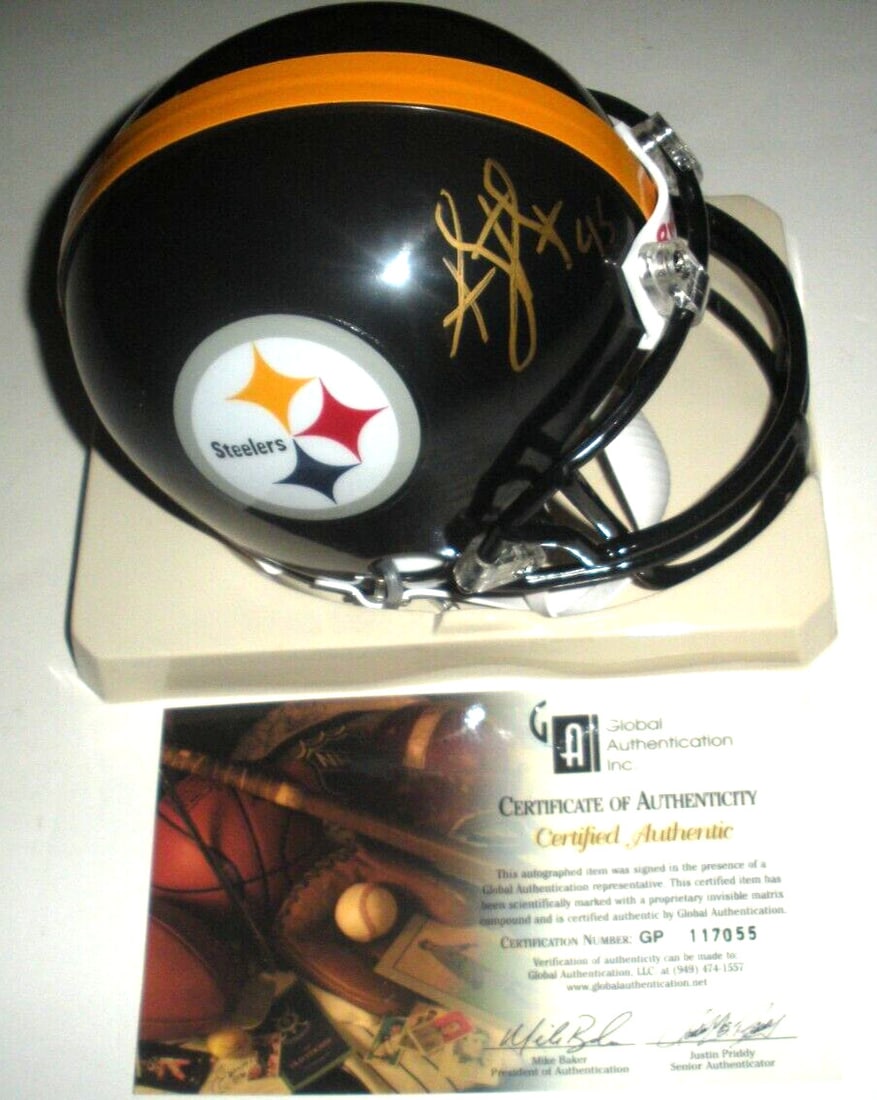 Signed Mini Helmet Troy Polamalu Super Bowl Steelers With GAI COA: Signed Mini Helmet Troy Polamalu Super Bowl Steelers With GAI COA This pre-owned mini helmet commemorates the Pittsburgh Steelers' Super Bowl championship and features an authentic signature from Troy