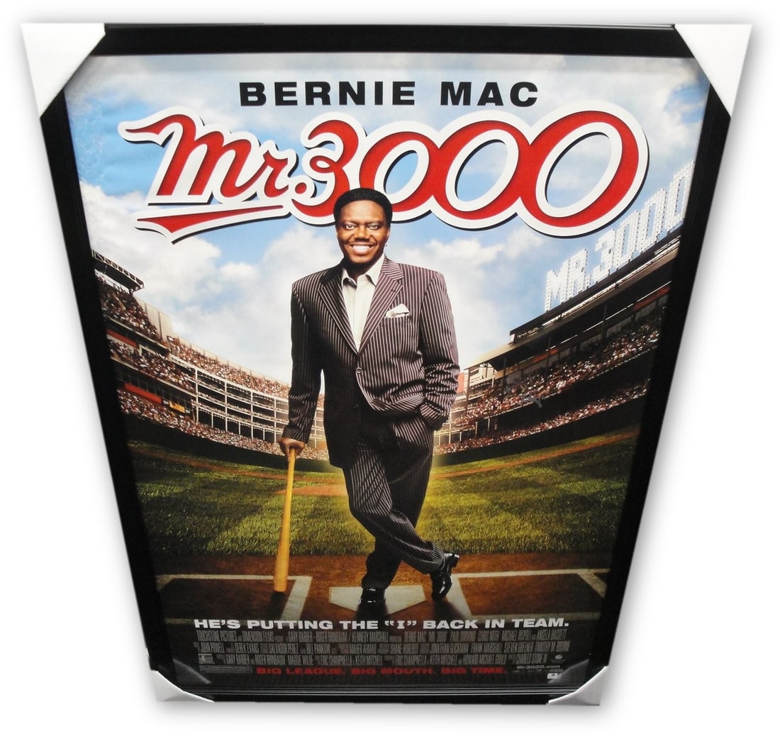 Bernie Mac Signed Mr. 3000 Movie Poster Custom Framed GAI Authenticated: Bernie Mac Signed Mr. 3000 Movie Poster Custom Framed GAI Authenticated This is an original movie poster for 'Mr. 3000' featuring a hand-signed autograph by Bernie Mac. The poster is custom framed and