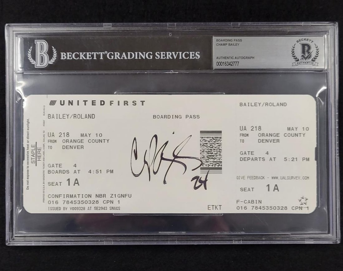 Champ Bailey Signed Boarding Pass Autographed BAS Denver Broncos (1 of 4)