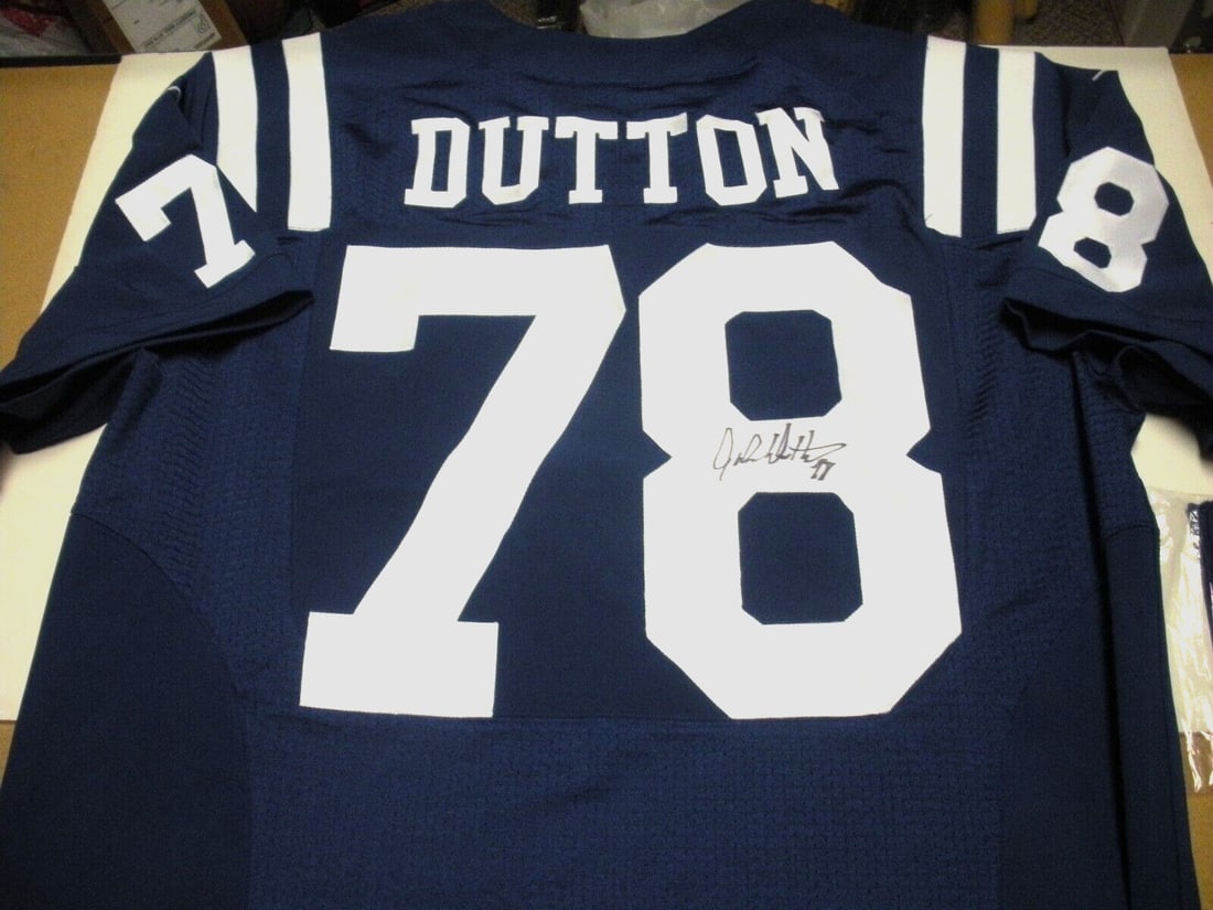 Signed Nike Jersey John Dutton Baltimore Colts With COA: Signed Nike Jersey John Dutton Baltimore Colts With COA This is an official licensed Nike jersey signed by John Dutton of the Baltimore Colts. The jersey is pre-owned and comes with a certificate of a