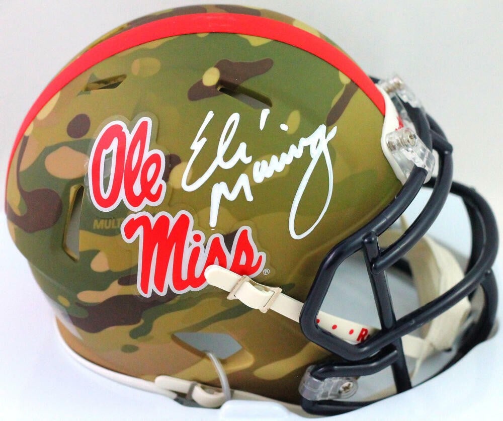 Eli Manning Signed Ole Miss Rebels Camo Mini Helmet Fanatics Authentic (1 of 8)