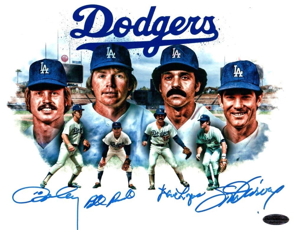 Los Angeles Dodgers Infield 8x10 Photo Signed by Garvey Lopes Cey Russell (1 of 2)