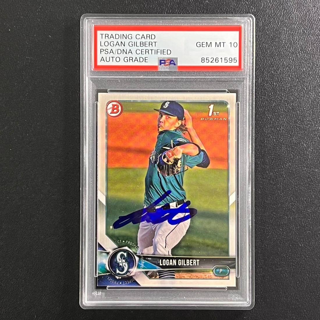 2019 Topps Bowman #BD-63 Logan Gilbert Signed Card PSA Authenticated AUTO 10 (1 of 2)