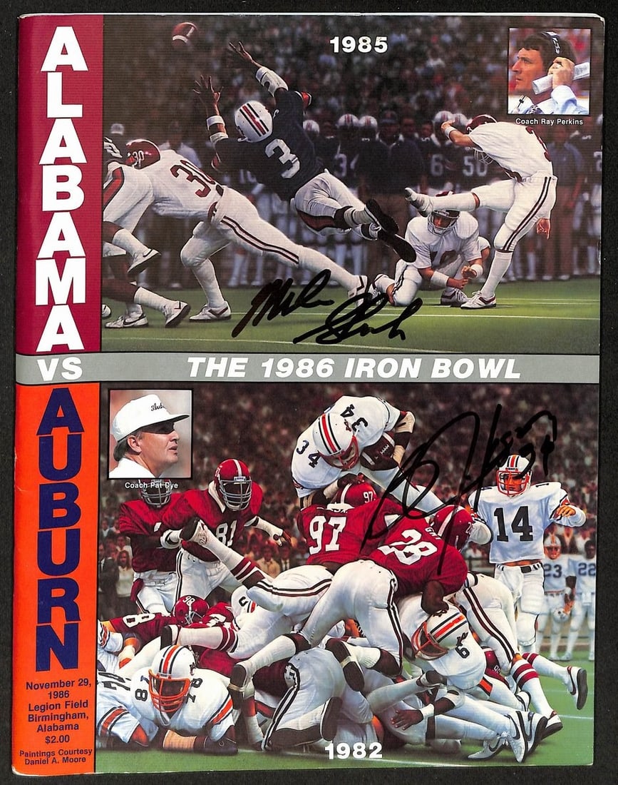 1986 Iron Bowl Football Program Signed by Bo Jackson and Mike Shula PSA DNA (1 of 2)