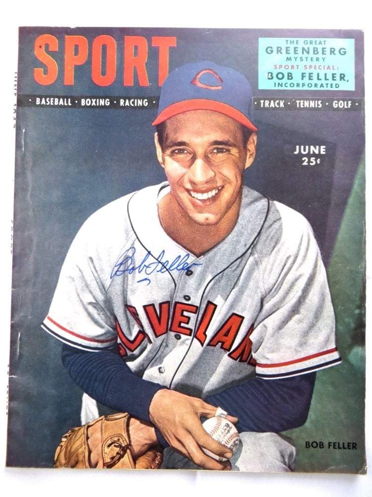 1947 Sport Magazine Signed by Bob Feller Cleveland Indians JSA Authenticated: 1947 Sport Magazine Signed by Bob Feller Cleveland Indians JSA Authenticated This is an original 1947 SPORT magazine autographed by Bob Feller of the Cleveland Indians. The magazine has been authentic