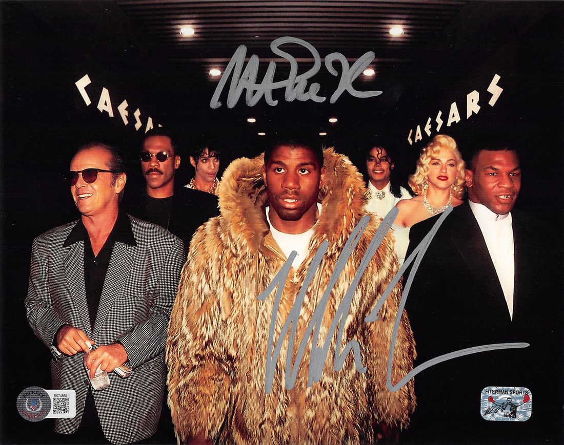 Magic Johnson Mike Tyson Signed 8x10 Photo BAS Authentication Silver Signature: Magic Johnson Mike Tyson Signed 8x10 Photo BAS Authentication Silver Signature Celebrate the legacy of two sports icons with this stunning 8x10 photo featuring the signatures of Magic Johnson and Mike