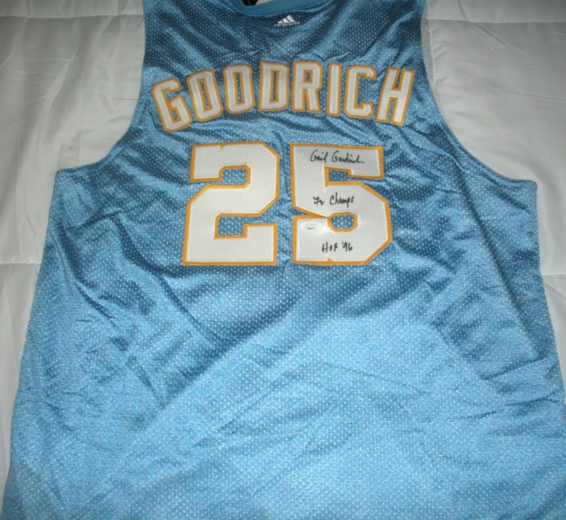 Signed Adidas Jersey Gail Goodrich UCLA Bruins JSA COA Authentication: Signed Adidas Jersey Gail Goodrich UCLA Bruins JSA COA Authentication This official licensed Adidas jersey features the signature of Gail Goodrich, commemorating his time with the UCLA Bruins. Authent