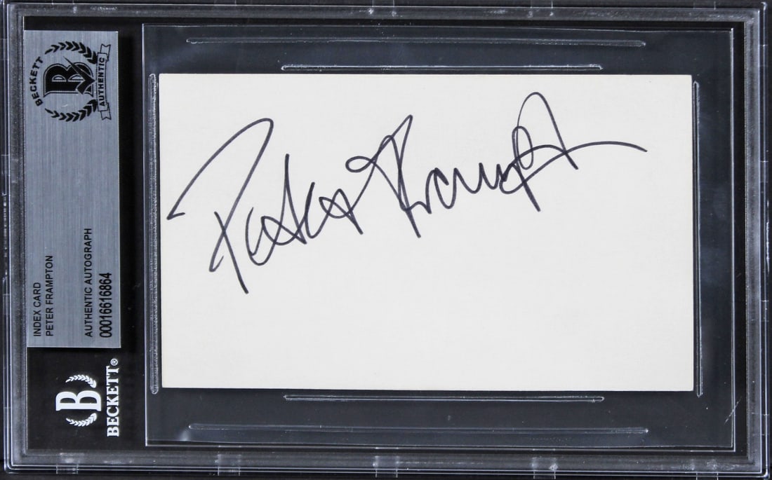 Peter Frampton The Herd Signed 3x5 Index Card Beckett Authenticated (1 of 2)