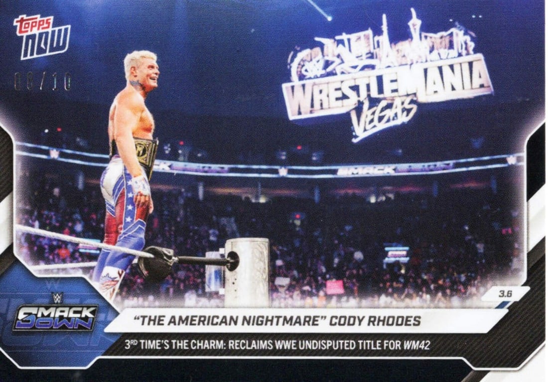 Cody Rhodes 2026 Topps Now WWE Black /10 Card #29 (1 of 2)