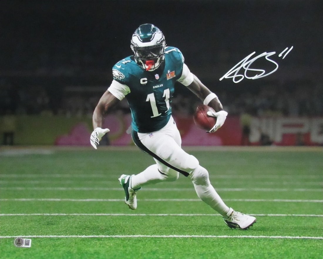 A.J. Brown Autographed Philadelphia Eagles Super Bowl 59 Photo Beckett Authenticated 16x20: A.J. Brown Autographed Philadelphia Eagles Super Bowl 59 Photo Beckett Authenticated 16x20 Capture the excitement of the Philadelphia Eagles' Super Bowl 59 victory with this stunning 16x20 photograph 