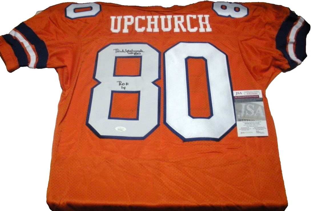 Rick Upchurch Autographed Denver Broncos Reebok Jersey with JSA COA: Rick Upchurch Autographed Denver Broncos Reebok Jersey with JSA COA This is a pre-owned official licensed Reebok Denver Broncos jersey, personally signed by Rick Upchurch. The jersey includes JSA/COA 