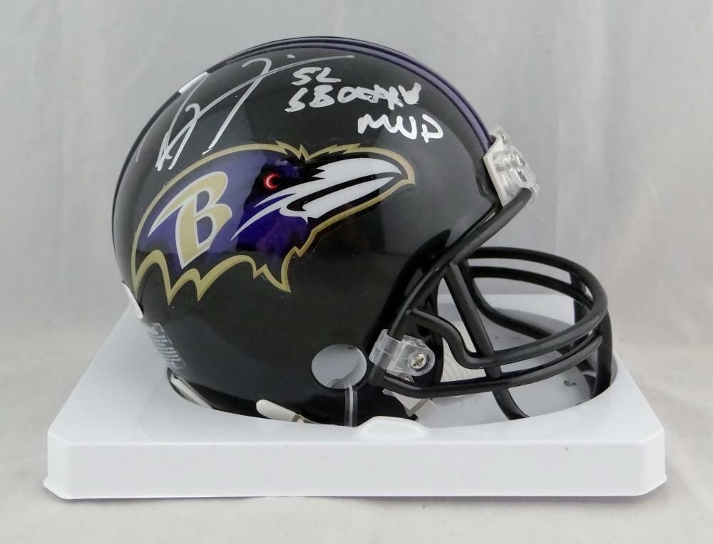 Baltimore Ravens Mini Helmet Signed by Ray Lewis with Super Bowl MVP Inscription JSA (1 of 6)