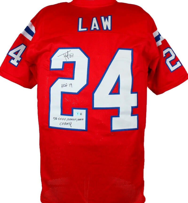 Ty Law Signed New England Patriots Pro Jersey HOF Beckett Authenticated (1 of 5)