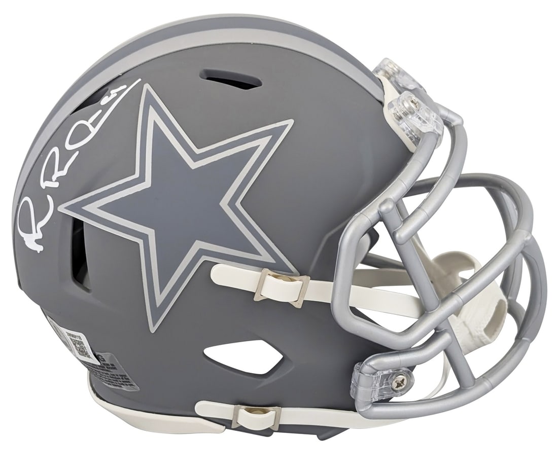 Slate Speed Mini Helmet Signed by Michael Irvin BAS Witnessed: Slate Speed Mini Helmet Signed by Michael Irvin BAS Witnessed This Dallas Cowboys Slate Speed Mini Helmet has been personally signed by Michael Irvin. The autograph is authenticated by Beckett Authent