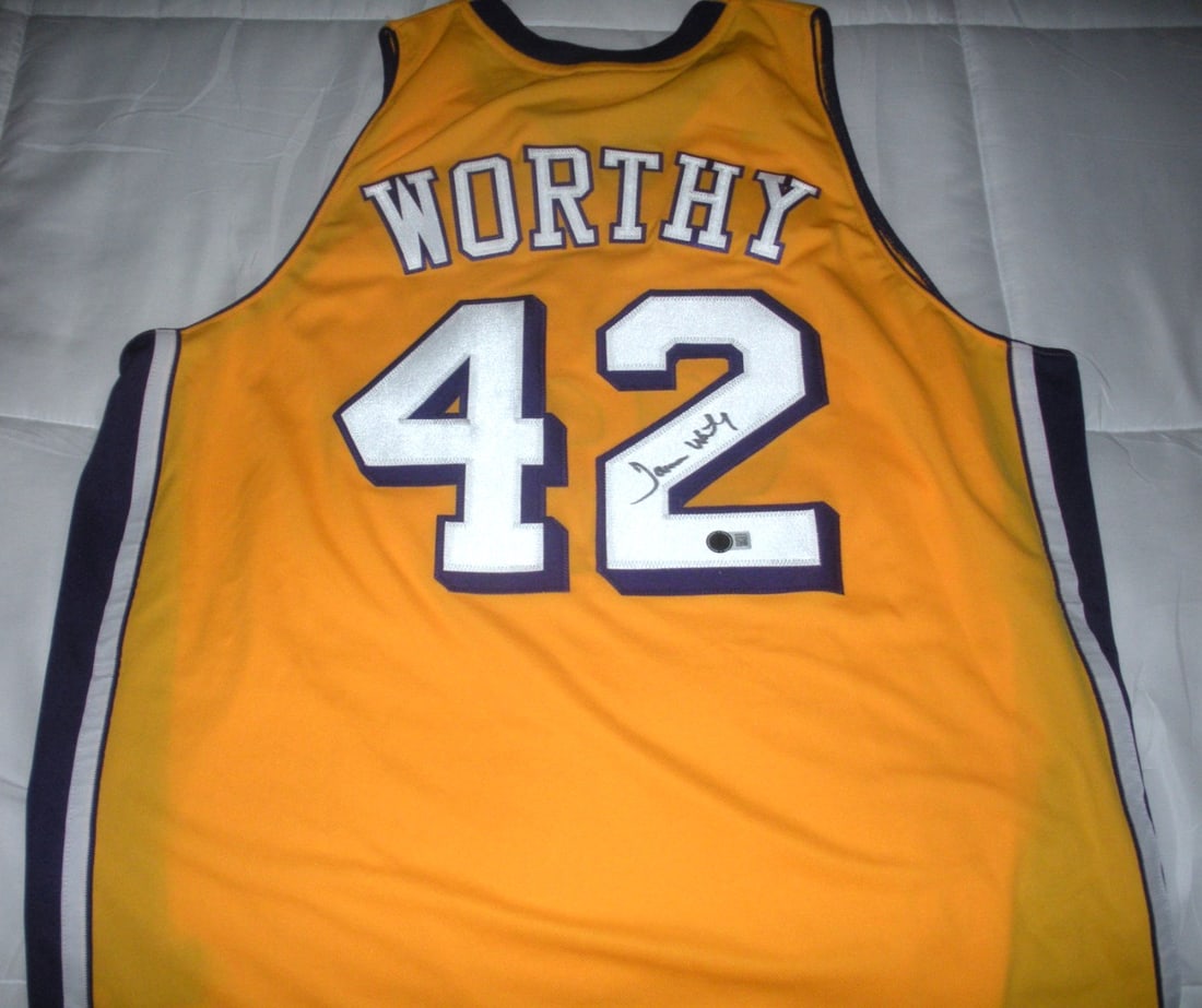 Adidas Los Angeles Lakers Basketball Jersey Signed by James Worthy with Beckett COA (1 of 2)