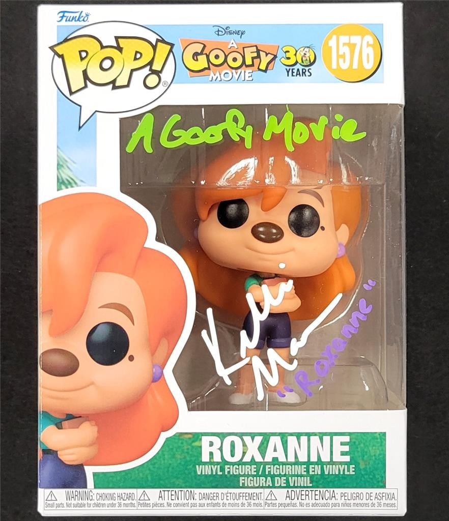 Roxanne Funko Pop signed by Kellie Martin from A Goofy Movie Beckett authenticated: Roxanne Funko Pop signed by Kellie Martin from A Goofy Movie Beckett authenticated This original Roxanne Funko Pop! figure from "A Goofy Movie" is hand-signed by Kellie Martin. The autograph is