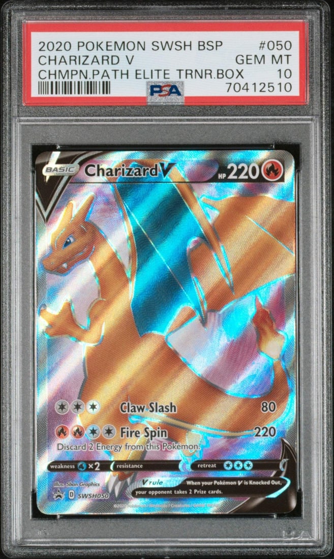 PSA 10 Pokemon Charizard V 2020 SWSH BSP 050 Champions Path Elite Trainer Card (1 of 1)