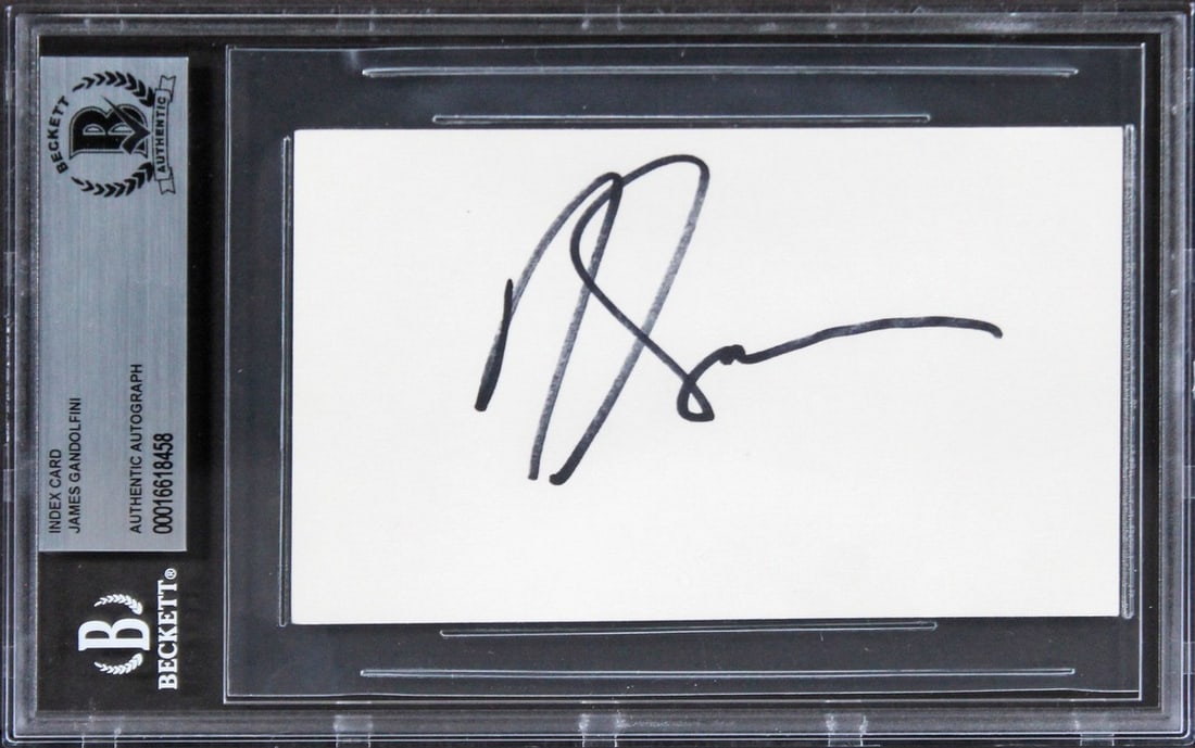 Beckett Slabbed James Gandolfini Signed 3x5 Index Card Sopranos (1 of 5)