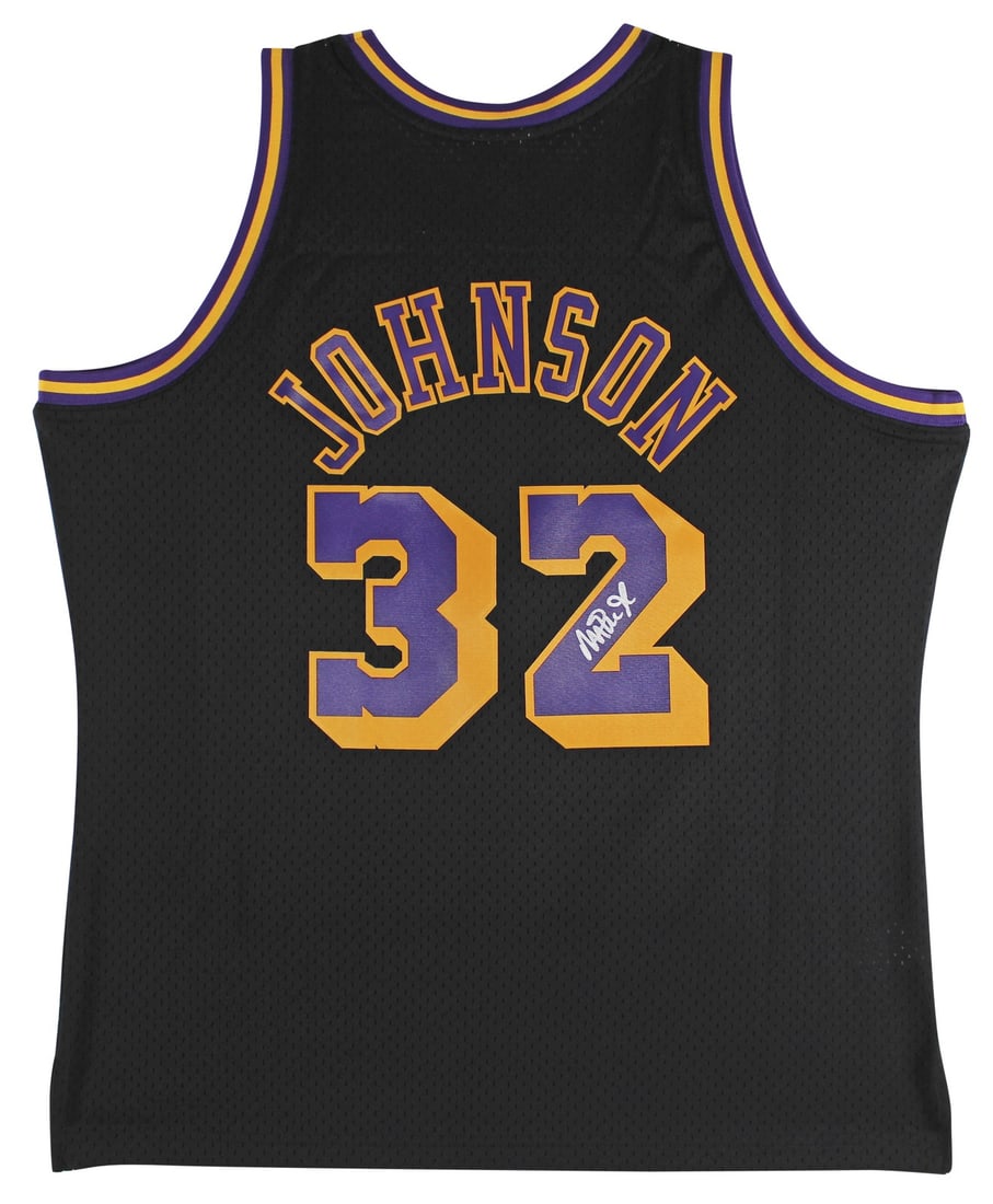 Magic Johnson Signed Lakers Swingman Jersey HOF 02 BAS Witnessed: Magic Johnson Signed Lakers Swingman Jersey HOF 02 BAS Witnessed This authentic signed black Mitchell & Ness Hardwood Classics Swingman jersey is a must-have for any Los Angeles Lakers fan. Personally