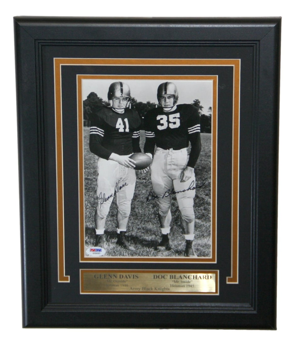 Army Black Knights 8x10 Photo Signed by Doc Blanchard Framed with PSA Authentication: Army Black Knights 8x10 Photo Signed by Doc Blanchard Framed with PSA Authentication This framed 8x10 photograph features Glenn Davis and has been signed by Doc Blanchard. Representing the Army Black 
