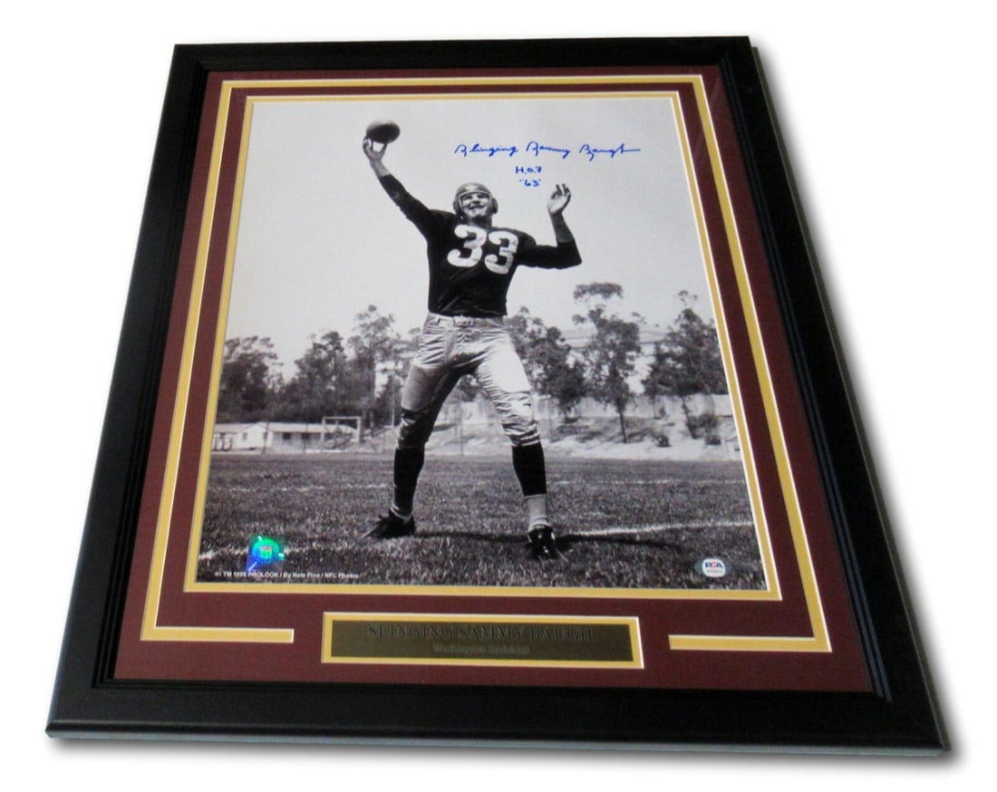 Framed 16x20 Sammy Baugh Signed Photo Washington Redskins PSA Authenticated (1 of 4)
