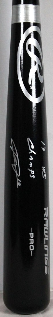Yuli Gurriel Autographed Black Rawlings Pro Bat 17 WS Champs JSA Certified: Yuli Gurriel Autographed Black Rawlings Pro Bat 17 WS Champs JSA Certified This is an original black Rawlings Pro bat autographed by Yuli Gurriel, a notable player of the Houston Astros who contribute