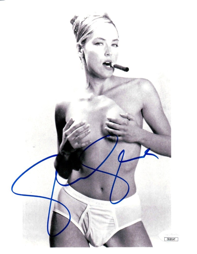 Sharon Stone JSA Authenticated Signed 8x10 Basic Instinct Photograph: Sharon Stone JSA Authenticated Signed 8x10 Basic Instinct Photograph This is an 8x10 photograph from the film "Basic Instinct," autographed by Sharon Stone. The photo has been authenticated by James S
