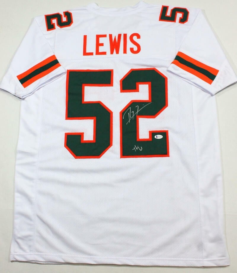 Ray Lewis Autographed Miami Hurricanes Jersey Beckett Authentication: Ray Lewis Autographed Miami Hurricanes Jersey Beckett Authentication This authentic white college-style jersey is signed by Ray Lewis, the legendary linebacker known for his time with the Miami Hurric