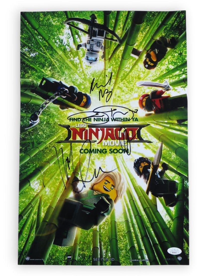 Lego Ninjago Movie Autographed Photo by Theroux Nanjiani Munn Pena JSA: Lego Ninjago Movie Autographed Photo by Theroux Nanjiani Munn Pena JSA This is an original 12X18 photograph from the Lego Ninjago Movie, autographed by the talented cast members Justin Theroux, Kumail