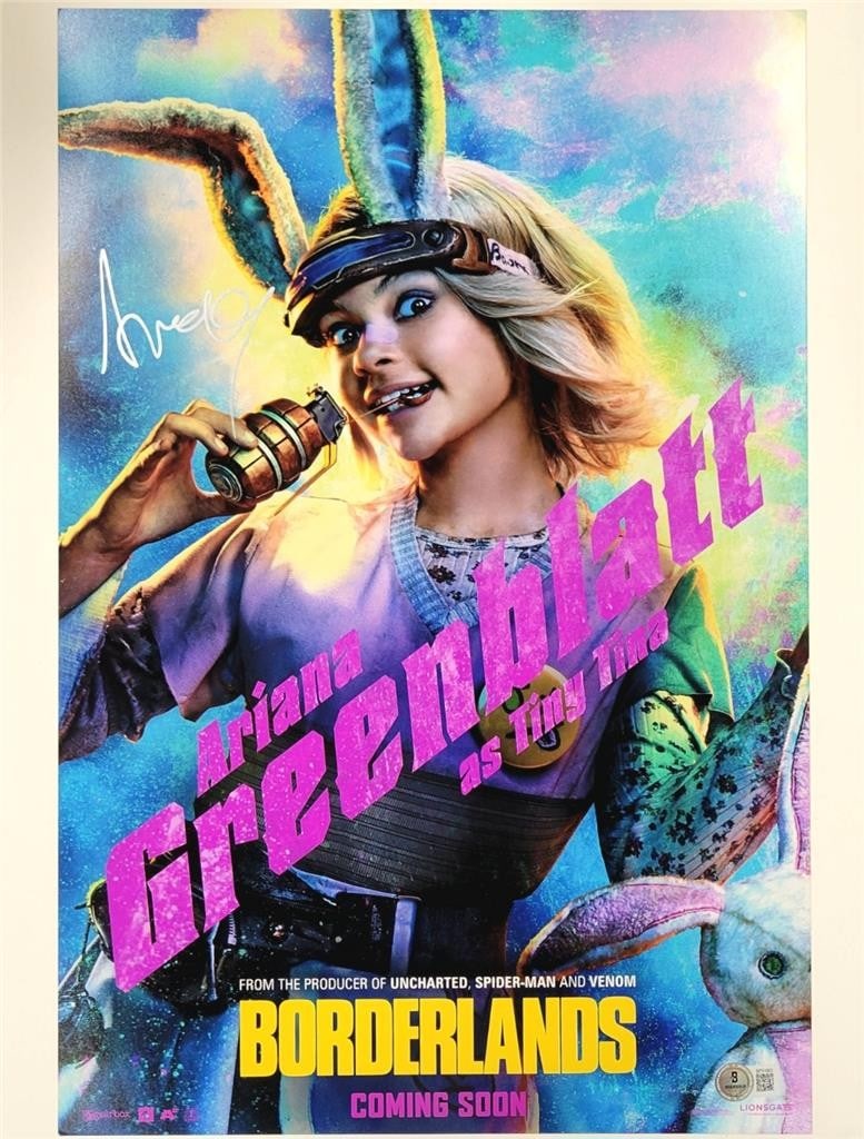12x18 Tiny Tina Borderlands Photo Signed by Ariana Greenblatt Beckett Authenticated: 12x18 Tiny Tina Borderlands Photo Signed by Ariana Greenblatt Beckett Authenticated This is an original 12x18 inch photograph signed by Ariana Greenblatt as Tiny Tina from Borderlands. The autograph h