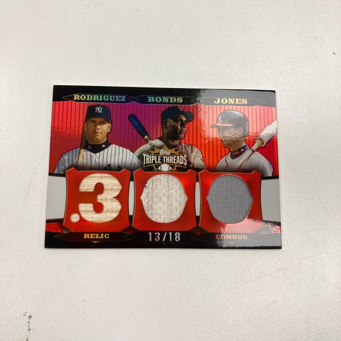 Game Used Jersey Card 2006 Topps Triple Threads Barry Bonds Alex Rodriguez #13/18 (1 of 2)