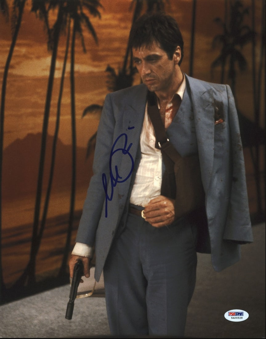 Al Pacino Autographed Scarface 11x14 Photo PSA DNA Graded 10 Vertical: Al Pacino Autographed Scarface 11x14 Photo PSA DNA Graded 10 Vertical This is a vertical 11x14 photograph personally signed by Al Pacino from the film Scarface. The autograph has been graded Gem Mint 