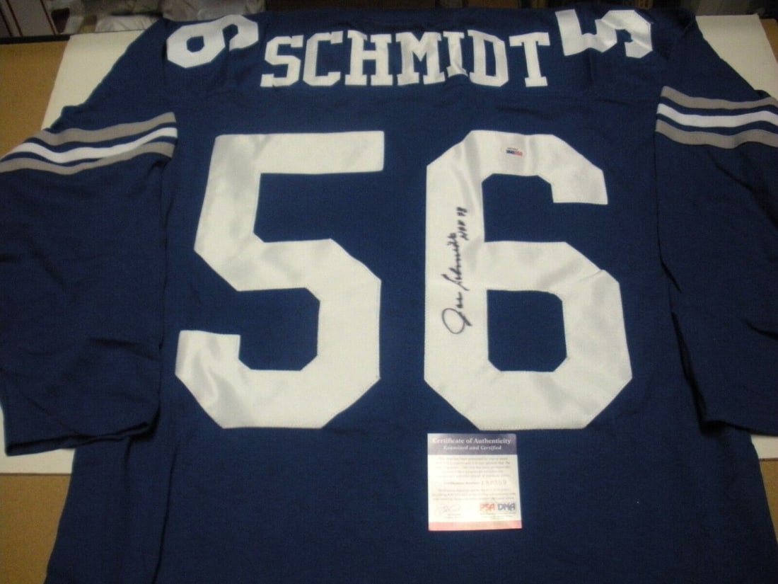 Joe Schmidt Signed Football Jersey With PSA DNA COA Detroit Lions Pitt Panthers: Joe Schmidt Signed Football Jersey With PSA DNA COA Detroit Lions Pitt Panthers This collectible jersey has been personally signed by Joe Schmidt, renowned for his time with the Detroit Lions and Pitt
