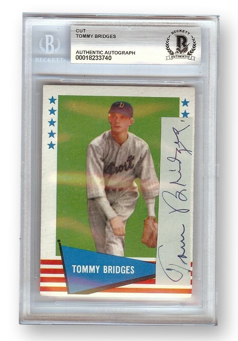 Tommy Bridges Autographed Cut Signature Detroit Tigers Beckett Authenticated (1 of 2)