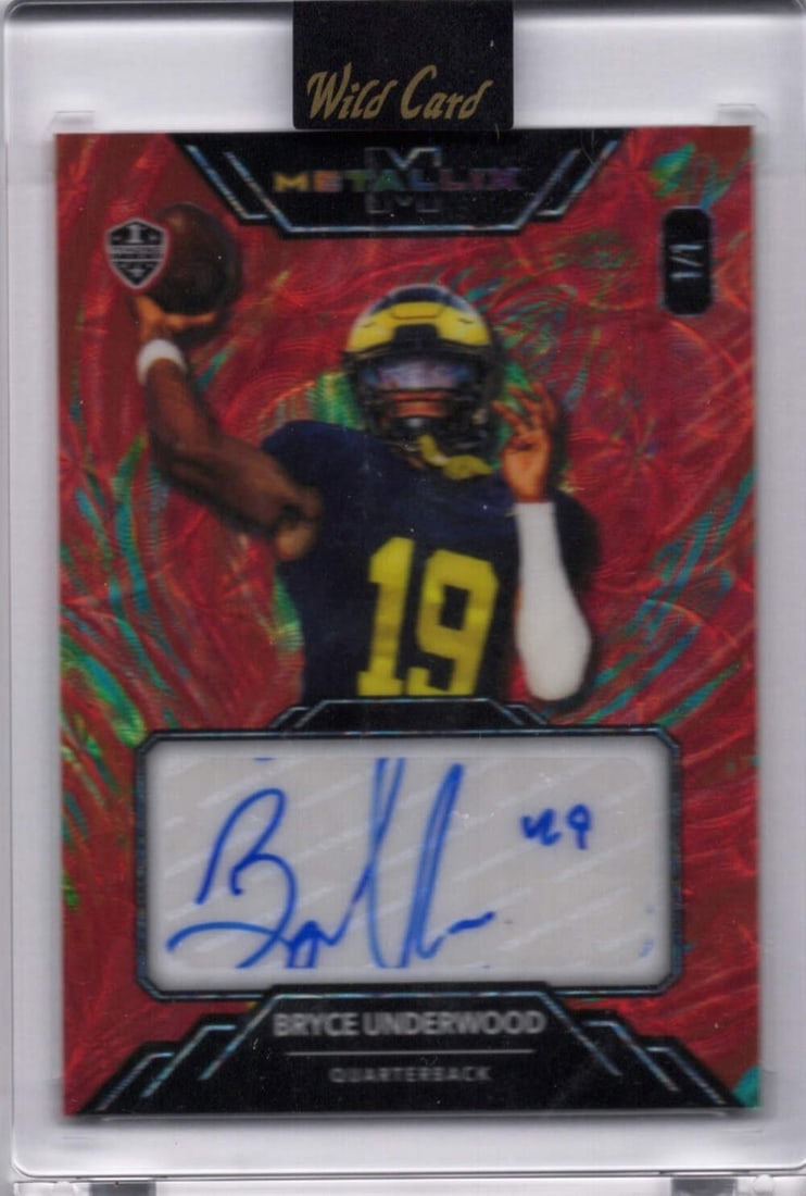 2025 Wild Card Metallix Bryce Underwood 1/1 Rookie Auto Card Michigan Wolverines (1 of 2)