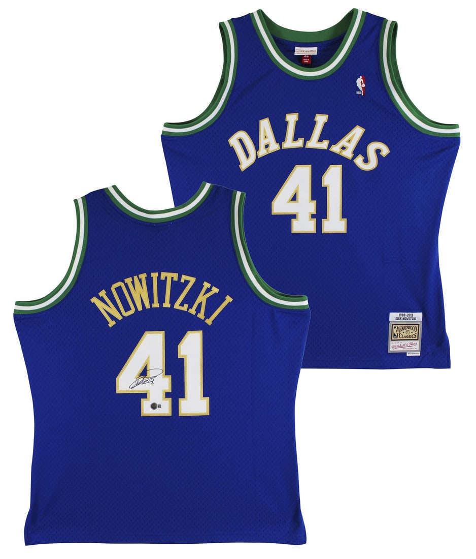 Dirk Nowitzki Signed Blue Mavericks Swingman Jersey BAS Authenticated: Dirk Nowitzki Signed Blue Mavericks Swingman Jersey BAS Authenticated This authentic blue Mitchell & Ness 1998-2019 Hardwood Classics Swingman Jersey is a must-have for any Dallas Mavericks fan. Perso